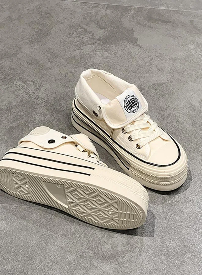 Take Two Women Canvas Lace-Up Chunky Sneakers